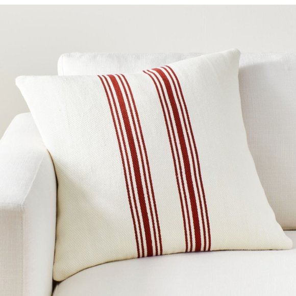 Pottery Barn Culver 20x20 Striped Grain Sack Pillow Case in Cardinal Red - NWT - Picture 1 of 10